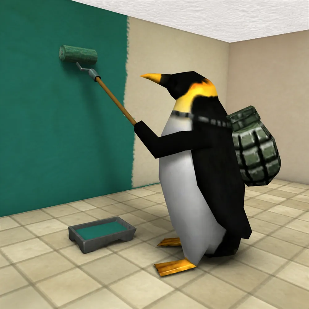 penh painting a wall with a roller